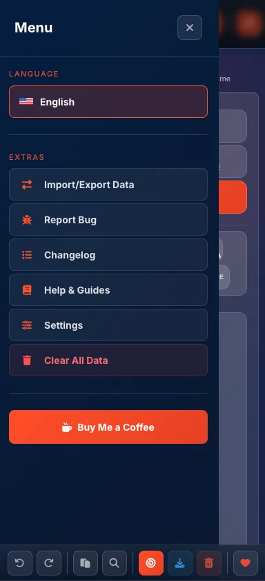 Expanded mobile navigation menu