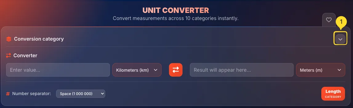 Mode selector with categories collapsed