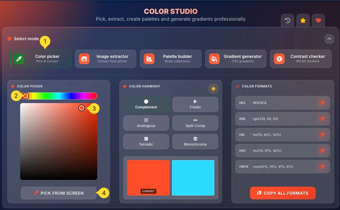 Color picker mode interface