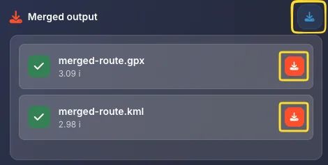 Merged output section with combined file ready to download