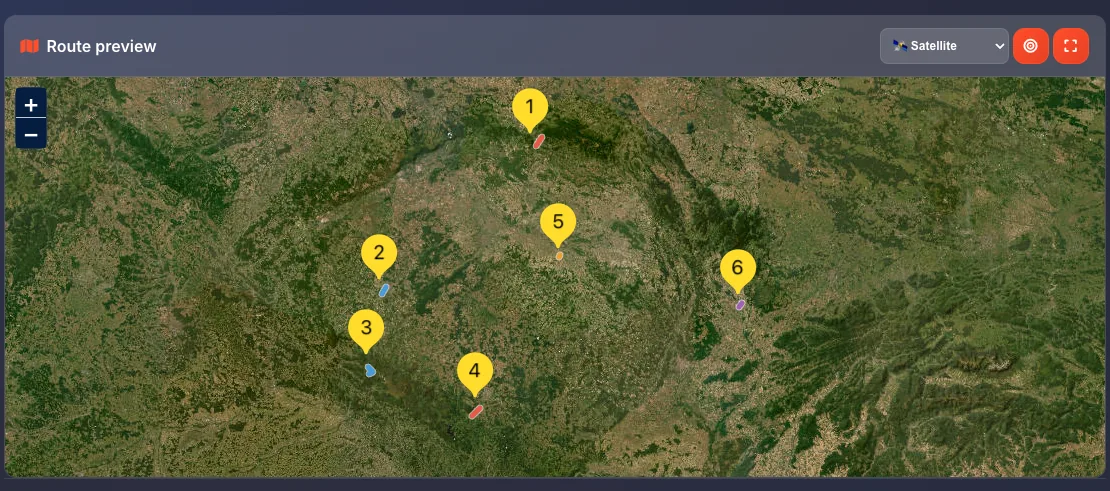 File list and map preview showing uploaded routes