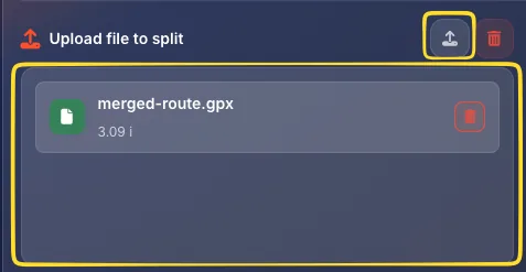 Upload file to split section with drop zone