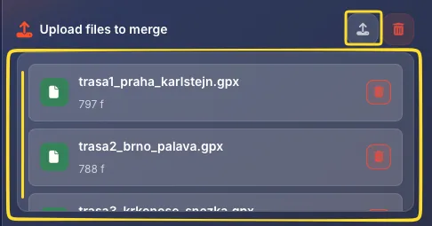 File list showing multiple files ready to merge