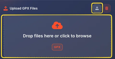 Upload GPX Files section with drop zone