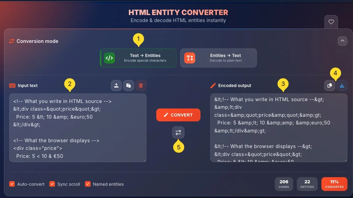 Swap button between input and output panels
