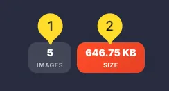 Statistics panel showing image count and size
