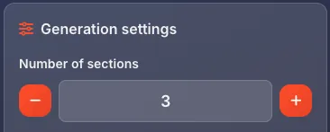 Number of sections setting for HTML Tags mode