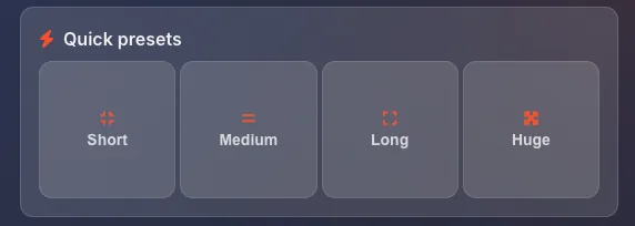 Quick presets buttons