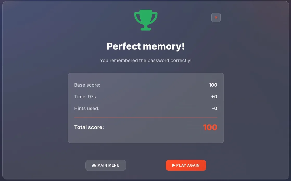 Streak counter showing consecutive correct recalls