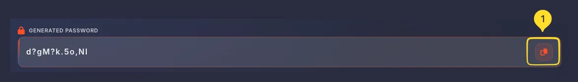 Copy button next to generated password