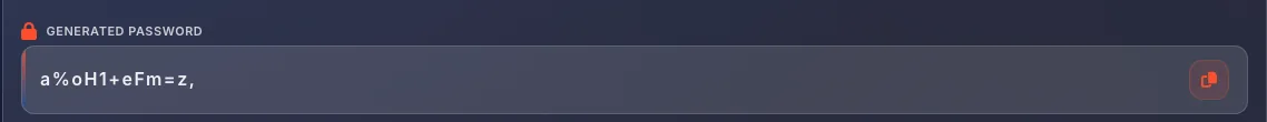 Generated password display with copy button