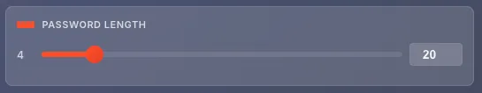 Password length slider with recommended values