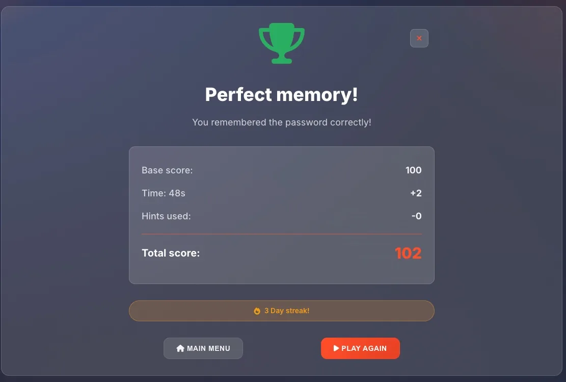 Daily practice reminder for password memorization