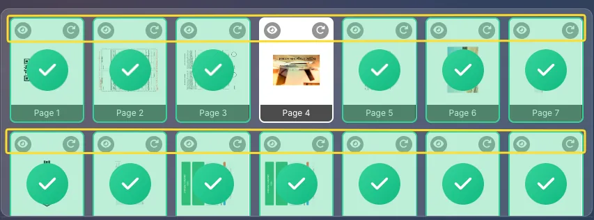 Page thumbnail with preview eye icon and rotation button