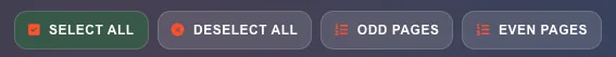 Quick selection buttons: Select All, Deselect All, Odd Pages, Even Pages