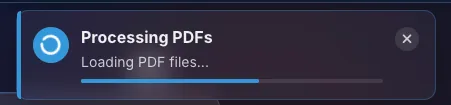 PDF processing indicator while analyzing the file