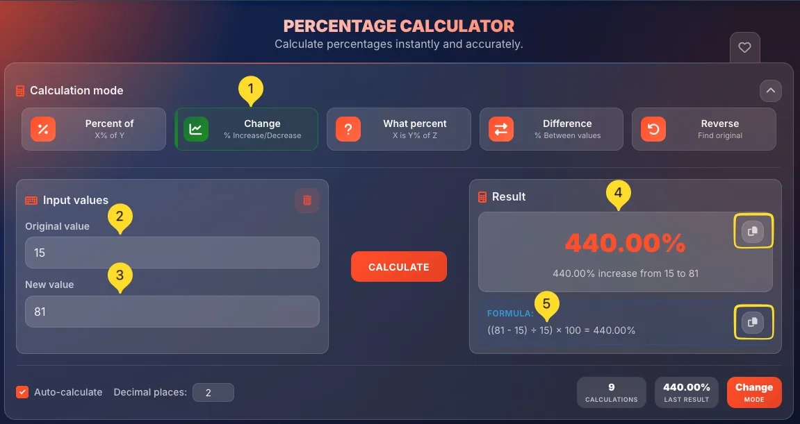Change mode calculation