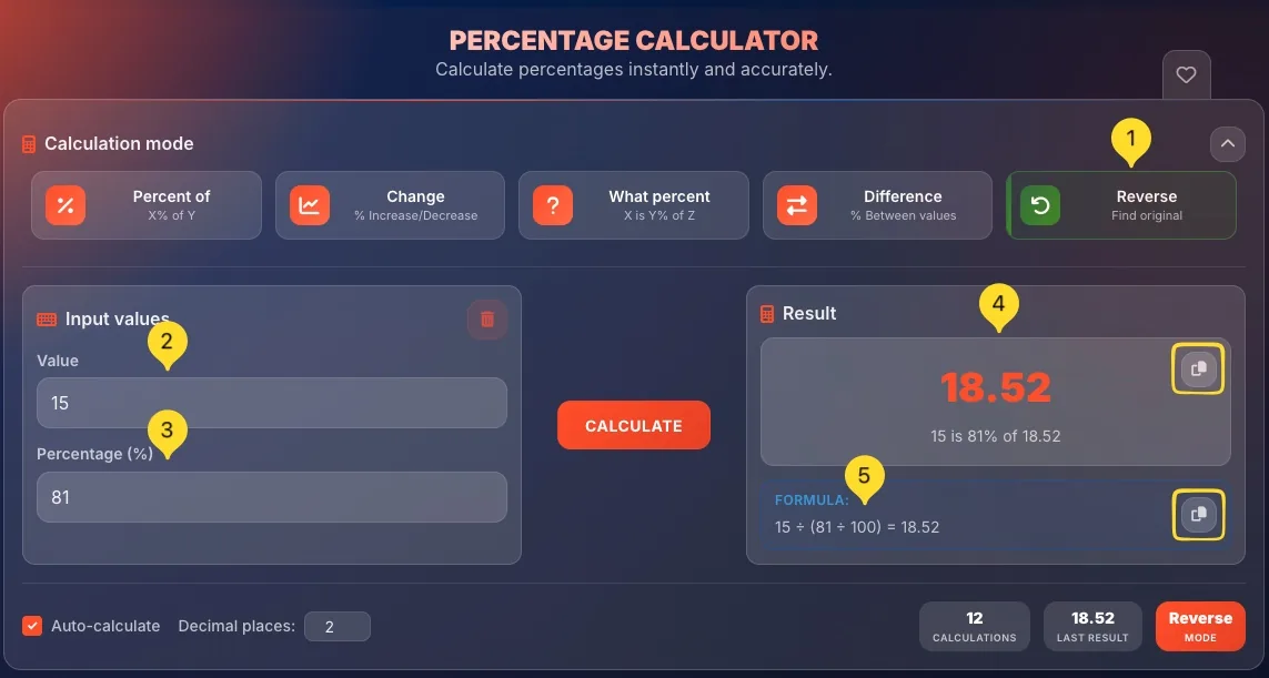 Reverse mode calculation