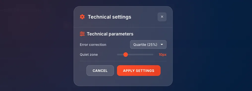 Tech settings for error correction