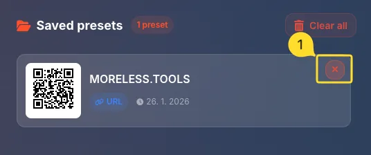 Delete preset button on hover