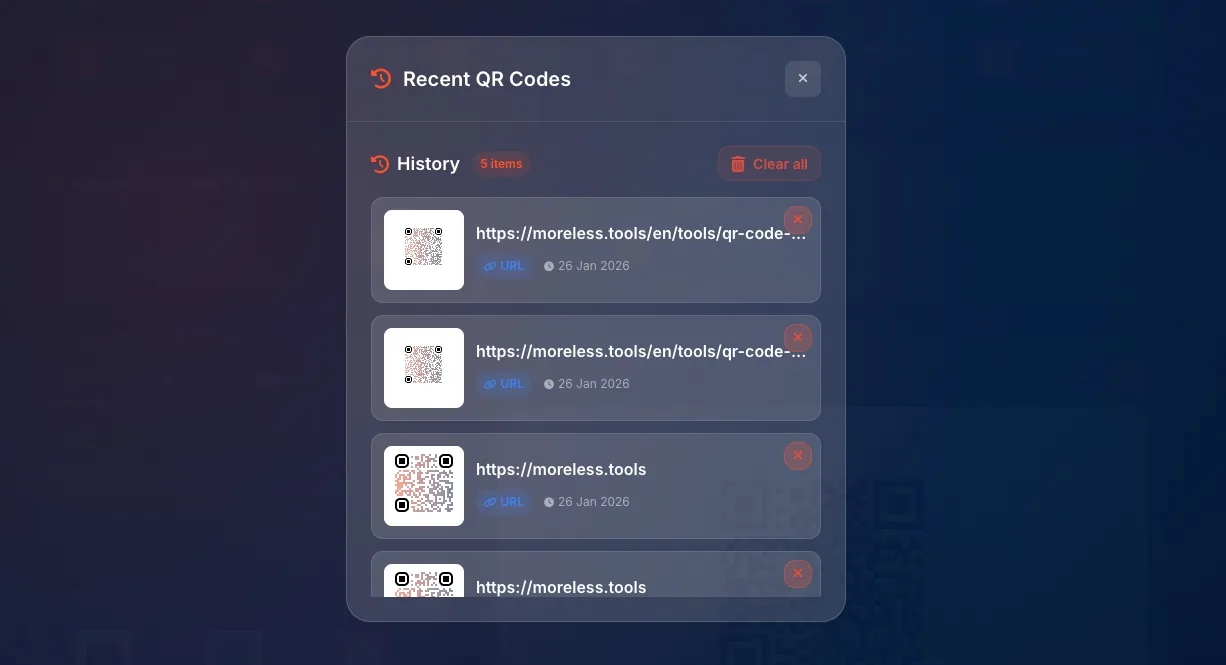History button with clock icon