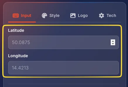 Location type selected in the type selector