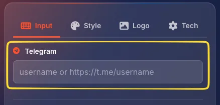 Telegram type selected in the type selector