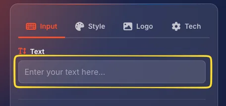 Text type selected in the type selector