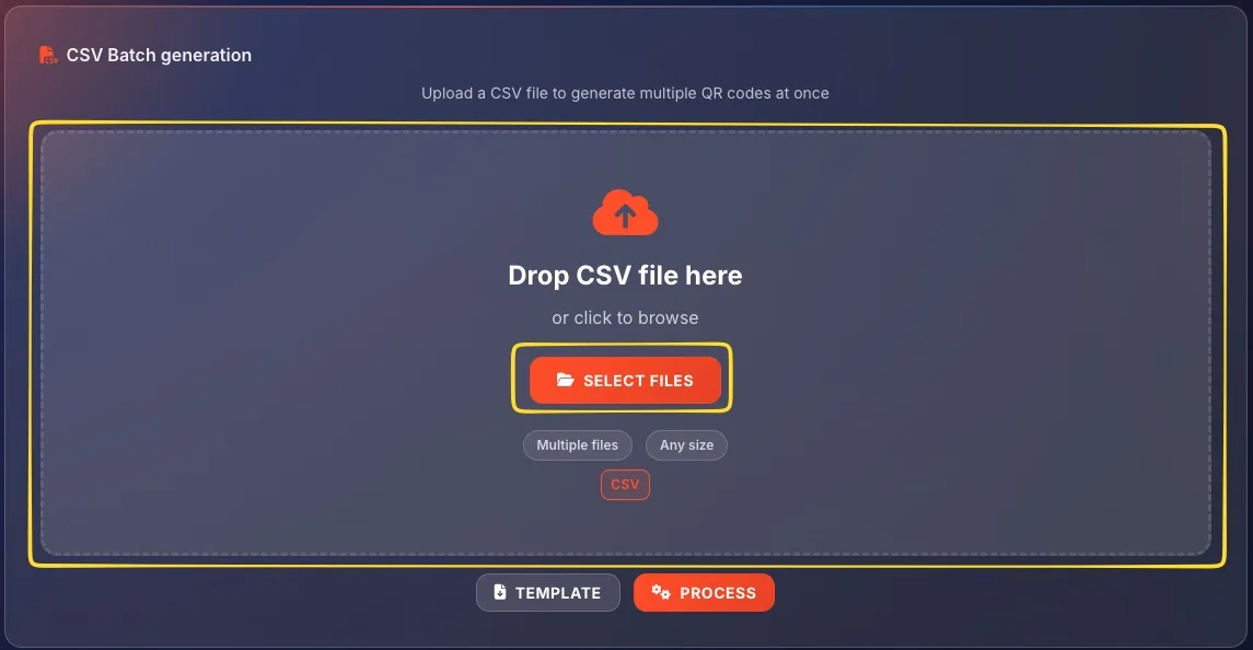 Upload CSV file interface