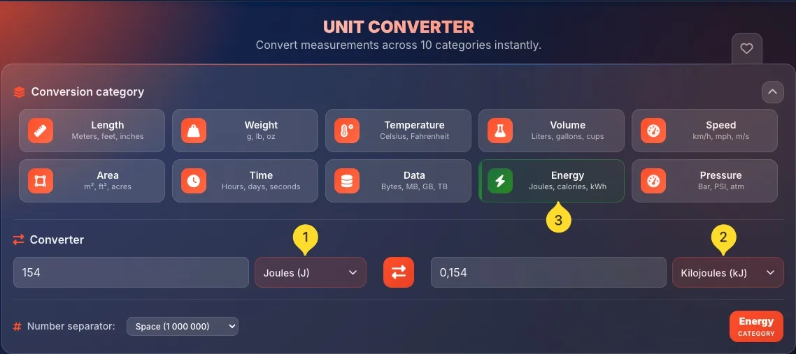 Unit Converter convert section with swap button highlighted