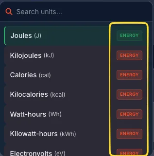 Smart unit search showing cross-category results