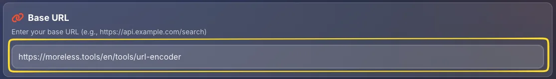 Base URL section with input field and placeholder hint