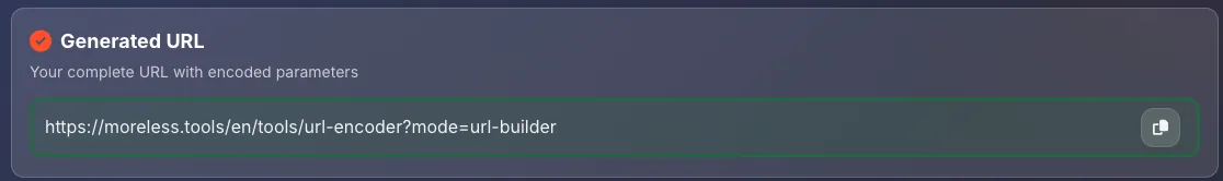 Generated URL section with live preview and copy button
