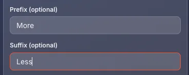 Combining prefix and suffix settings