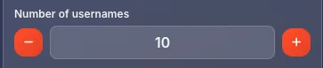 Number of usernames counter with minus and plus buttons