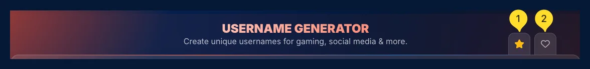 Tool tabs showing Saved Usernames (star) and Favorites (heart) icons