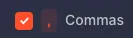 Commas checkbox option