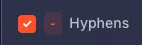 Hyphens checkbox option