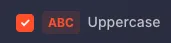 Uppercase checkbox option